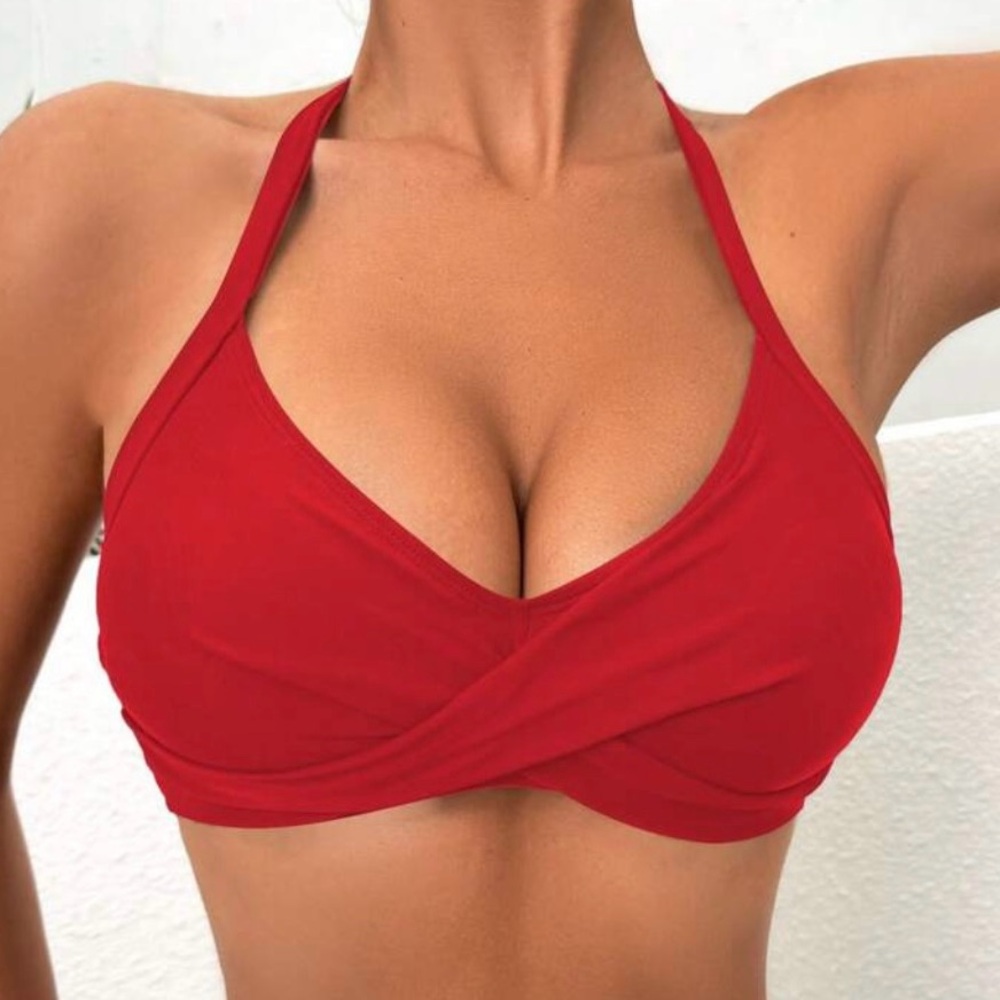 NWT Two Piece Tie Sides Bikini Halter Top Swimsuit